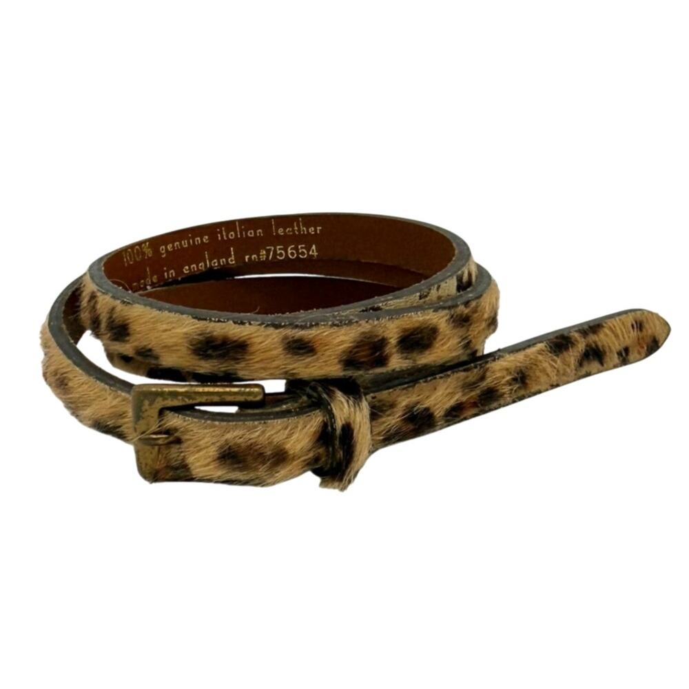 Abercrombie & Fitch Leopard Print Calf Hair Leather Belt Size S Y2K England Made